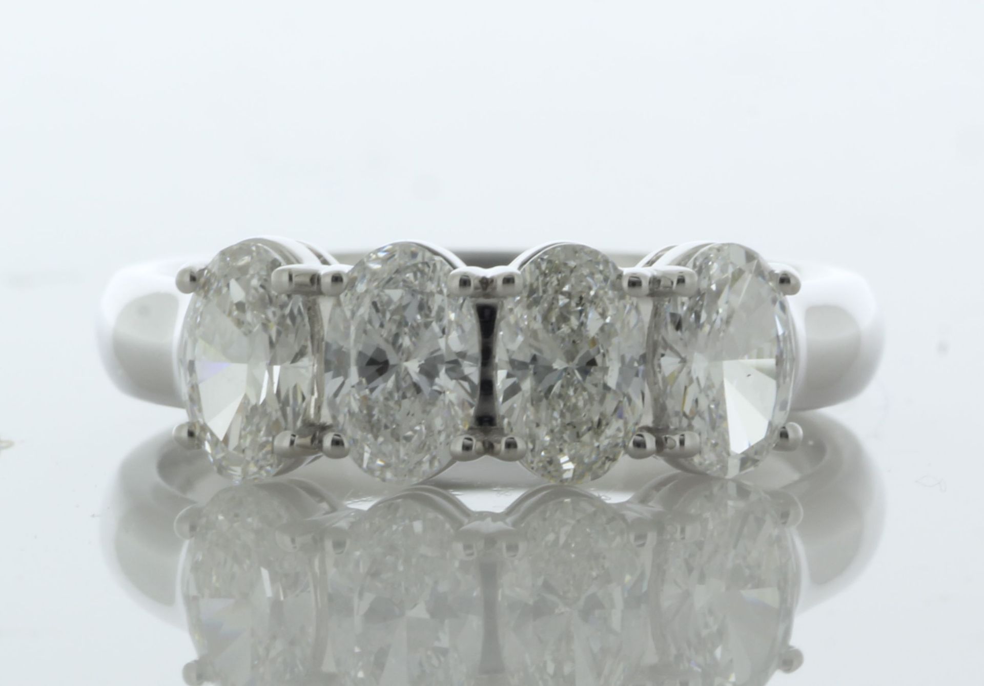 18ct White Gold Four Stone Oval Diamond Ring 1.50 Carats - Valued By GIE £26,210.00 - Four natural