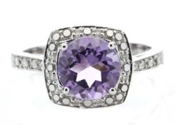 9ct White Gold Amethyst Diamond Ring - Valued By IDI £2,725.00 - This exquisite piece, comes with