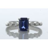 Platinum Emerald Cut Sapphire And Diamond Ring(S 0.96) 0.21 Carats - Valued By GIE £6,225.00 - An