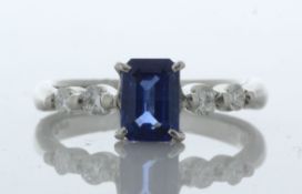 Platinum Emerald Cut Sapphire And Diamond Ring(S 0.96) 0.21 Carats - Valued By GIE £6,225.00 - An