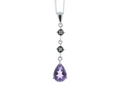 9ct White Gold Amethyst And Diamond Pendant - Valued By GIE £560.00 - This is classic pendant,