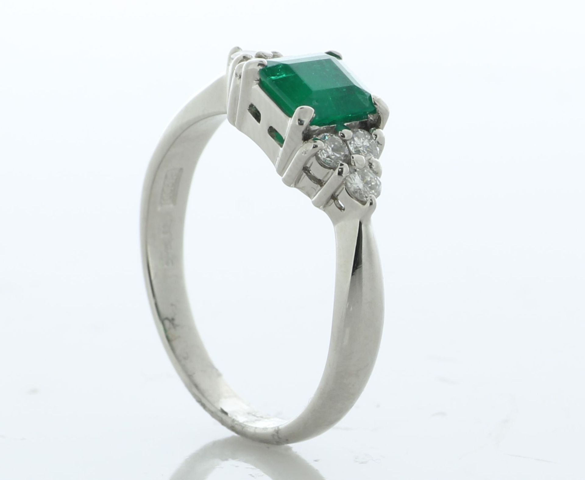 Platinum Single Stone With Stone Set Shoulders Diamond And Emerald Ring (E0.62) 0.25 Carats - Valued