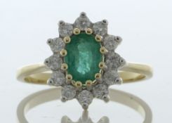 9ct Yellow Gold Oval Centre And Emerald Ring (E0.65) 0.40 Carats - Valued By IDI £4,110.00 - An oval