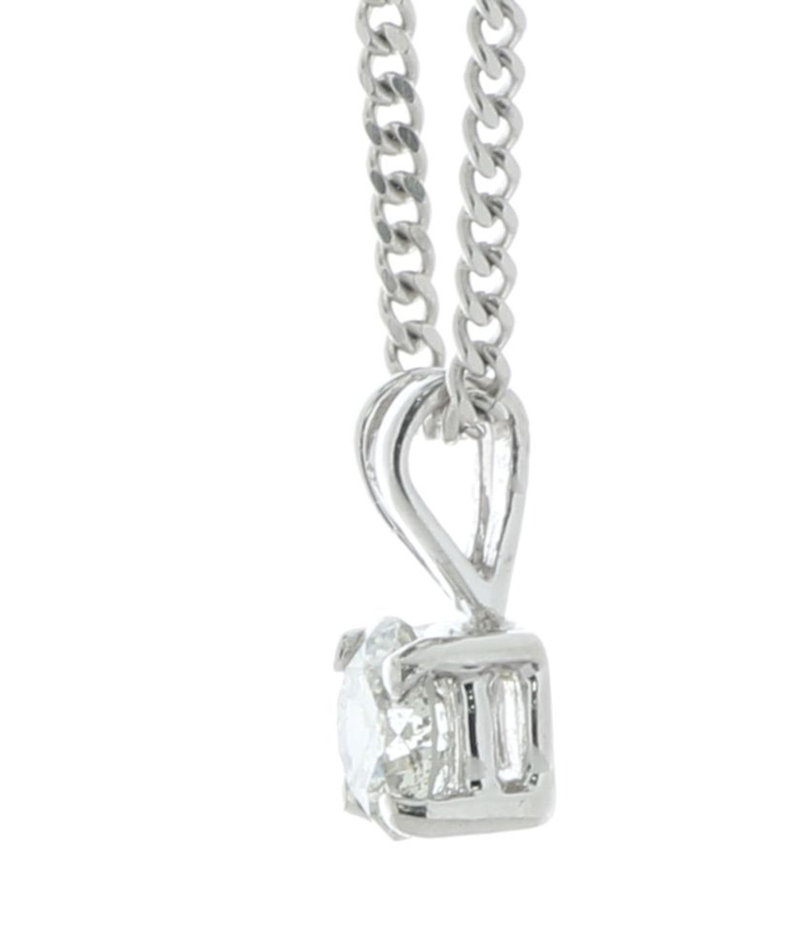 18ct White Gold Single Stone Prong Set Diamond Pendant 0.44 Carats - Valued By IDI £1,956.00 - - Image 2 of 3