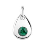 Sterling Silver May Birthstone 4mm Emerald Crystal Pendant - Valued By AGI £463.00 - Colour-Green,