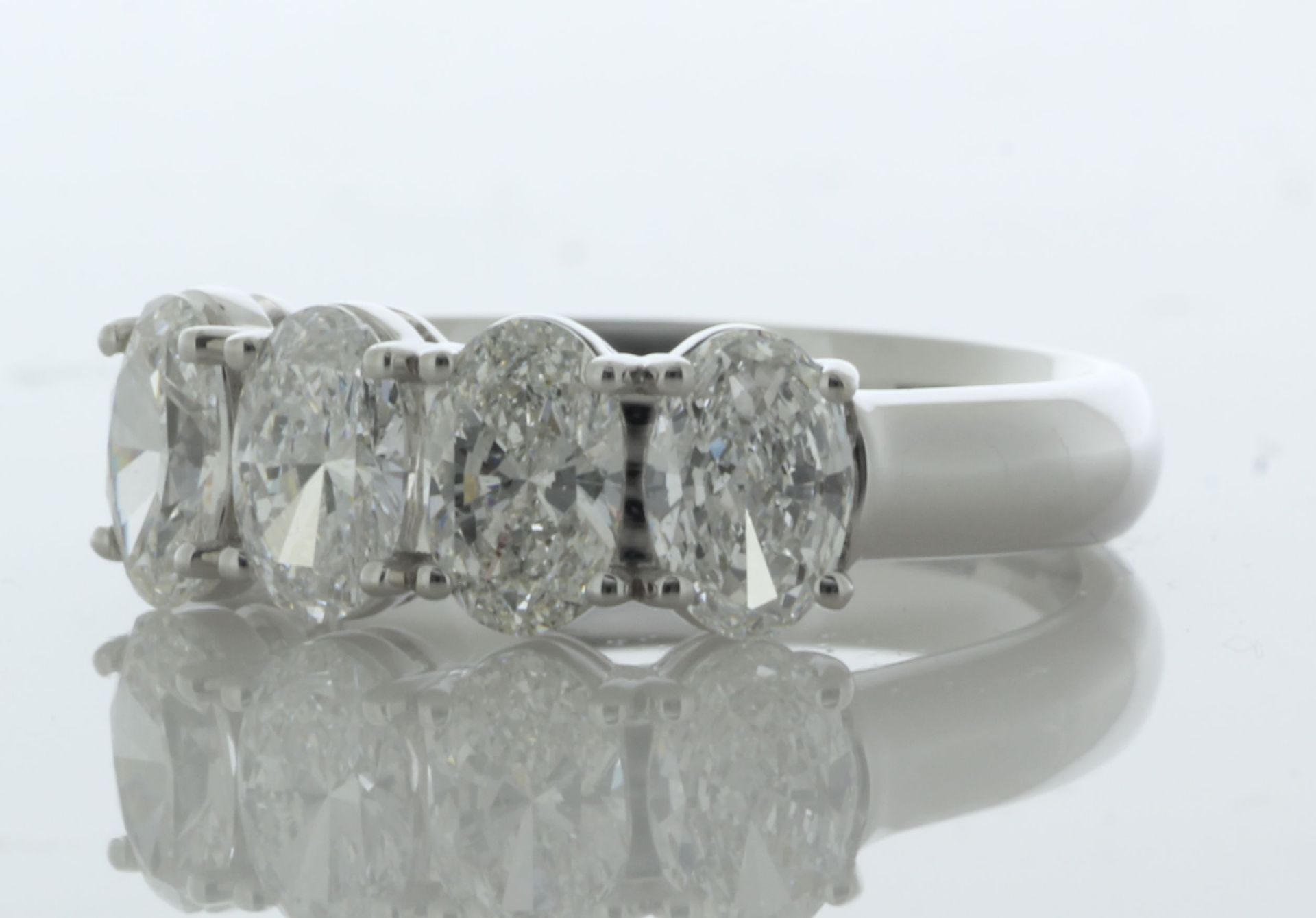 18ct White Gold Four Stone Oval Diamond Ring 1.50 Carats - Valued By GIE £26,210.00 - Four natural - Image 2 of 5