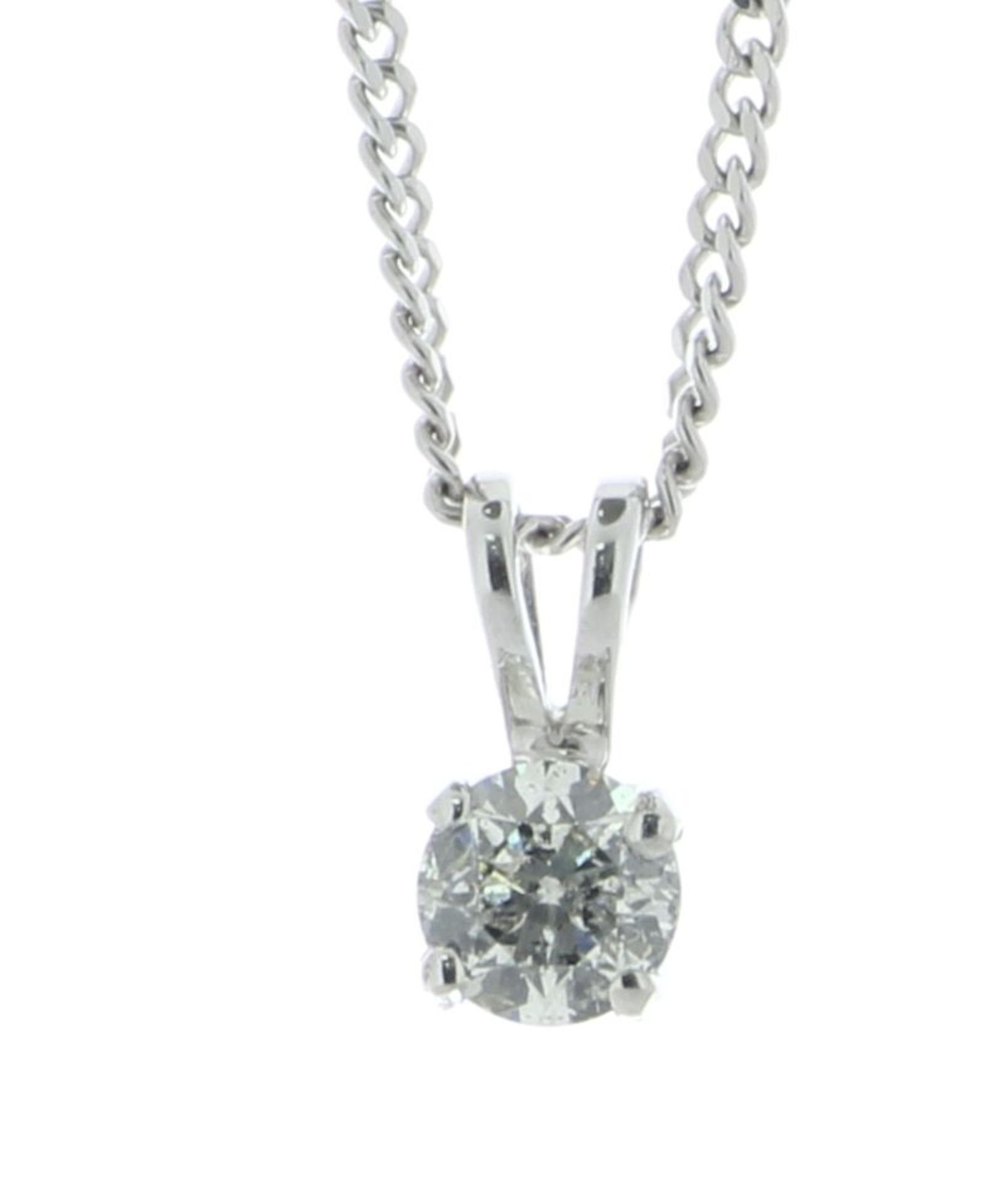 18ct White Gold Single Stone Prong Set Diamond Pendant 0.44 Carats - Valued By IDI £1,956.00 -