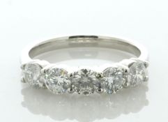 Platinum Five Stone Diamond Ring 1.52 Carats - Valued By IDI £5,245.00 - Five round brilliant cut