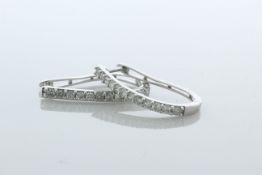 9ct White Gold Semi Eternity Diamond Hoop Earrings 1.00 Carats - Valued By IDI £7,755.00 - Twenty