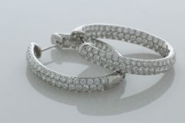18ct White Gold Eternity Diamond Hoop Earrings 5.66 Carats - Valued By IDI £57,930.00 - These