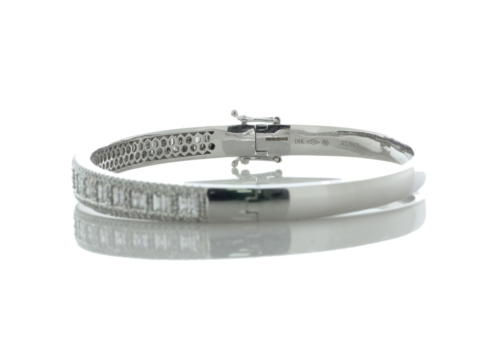 18ct White Gold Channel Set Semi Eternity Diamond Bangle 2.85 Carats - Valued By IDI £34,845.00 - - Image 4 of 5