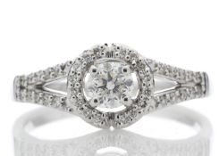 18ct White Gold Single Stone With Halo Setting Ring (0.34) 0.54 Carats - Valued By AGI £6,110.00 - A