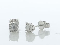14ct Gold Round Cluster Claw Set Diamond Earring 0.32 Carats - Valued By IDI £2,560.00 - Ten round