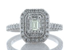 Platinum Single Stone With Halo Setting Ring 0.99 Carats - Valued By AGI £16,110.00 - A modern