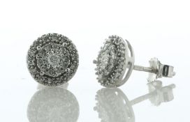 14ct White Gold Diamond Cluster Stud Earring 0.25 Carats - Valued By IDI £1,700.00 - One round