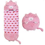 RRP £35.72 Soft and Warm Sleeping Bags for Girls & Boys (Pink cat, 53.15x19.68inch(S))
