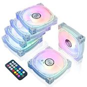 RRP £44.65 Onewatt DS-E06 DS White RGB LED 120MM Case Cooling Fans with Remote control