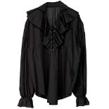 RRP £24.79 Pirate Shirt xL Mens - Black Costume Extra Large for Buccaneer Fancy Dress