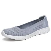 RRP £44.65 Puxowe Women Slip On Flat Knit Shoes Mesh Low-Top Breathable