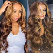 RRP £16.08 Bele Ombre 4/27 Color Body Wave Wigs Highlight 13x6