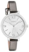 RRP £16.17 Ferenzi Women's | Fashion Mettalic Dark Grey Thin Band 34 mm Silver case Watch