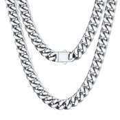 RRP £43.09 12mm Chunky Choker Cuban Chain Necklace for Women Men