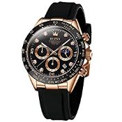 RRP £53.47 OLEVS Watch for Men Silicone Strap Chronograph Luxury