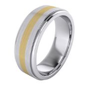 RRP £99.37 Solid 9ct Yellow Gold Inlaid Heavy 8mm Sterling Silver