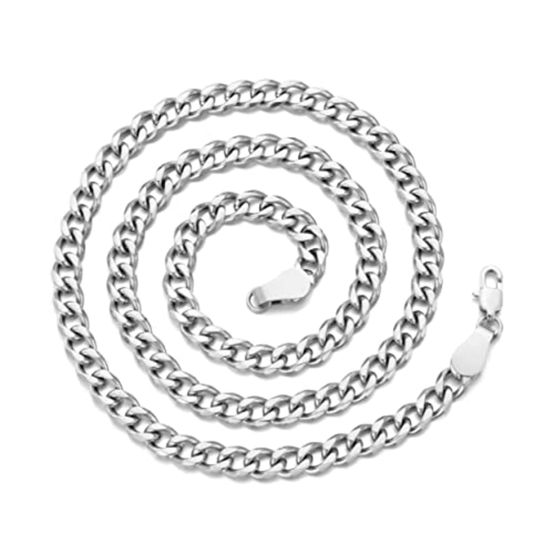 RRP £10.04 Philip Jones Men's 6mm Stainless Steel 22 Inch Curb Chain Necklace