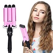 RRP £18.97 CkeyiN 3 Barrels Hair Curler Ceramic Curling Iron Wand