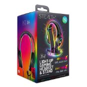 RRP £44.65 STEALTH RGB Light-Up Gaming Headset and Light-Up Headset Stand