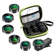 RRP £29.35 Apexel 6in1 Clip on Phone Lens Kit