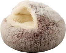 RRP £23.85 Cat Bed Round Fluffy Hooded Cat Bed Cave with Non-collapsed Plush Cover