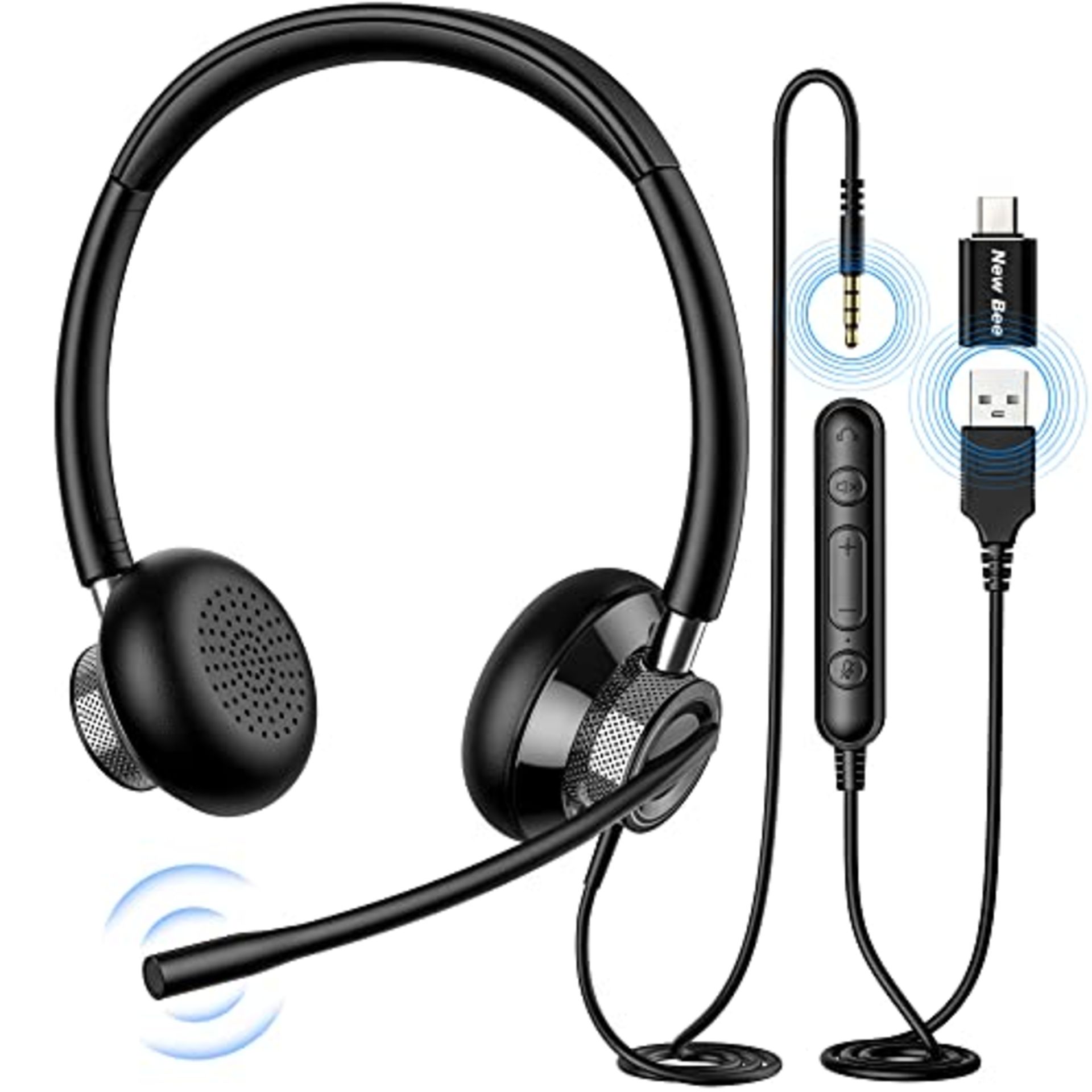 RRP £28.46 New bee USB Headset with Microphone