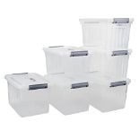 RRP £42.42 Gitany 6-pack 12 L Plastic Latching Storage Box with Lid, Clear Container Set