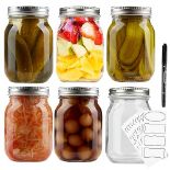 RRP £16.74 DECO EXPRESS Glass Jars with Lids Set of 6-500ml Mason