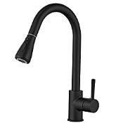 RRP £66.99 Heable Kitchen Sink Mixer Tap with Pull Down Sprayer Matte Black