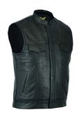 RRP £85.32 Leatherick Mens Anarchy Premium Cowhide Motorcycle Leather Black Waistcoat