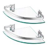 RRP £44.92 KES Aluminum Glass Bathroom Shelf Shower Corner Shelf