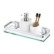 RRP £24.45 KES Aluminum Bathroom Glass Shelf Tempered Glass Rectangular