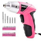 RRP £23.44 Hi-Spec 27 Pc Electric Screwdriver Pink 3.6V with 23