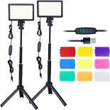 RRP £33.46 2Packs LED Video Light Kit with Adjustable Tripod Stands