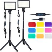 RRP £33.46 2Packs LED Video Light Kit with Adjustable Tripod Stands