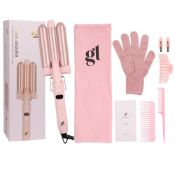 RRP £30.14 Ultimate GL Hair 3 Barrel Hair Waver KIT (Set of 6)