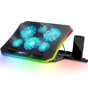 RRP £34.36 TopMate C12 Laptop Cooling Pad RGB Gaming Notebook Cooler for Desk and Lap Use