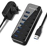 RRP £25.66 RSHTECH USB Hub Powered 7 Port USB 3.0 Data Hub Aluminum