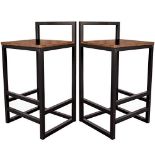 RRP £35.72 Becko Barstools Set of 2 Bar Stool Chairs with Metal Low Backrest and Footrests