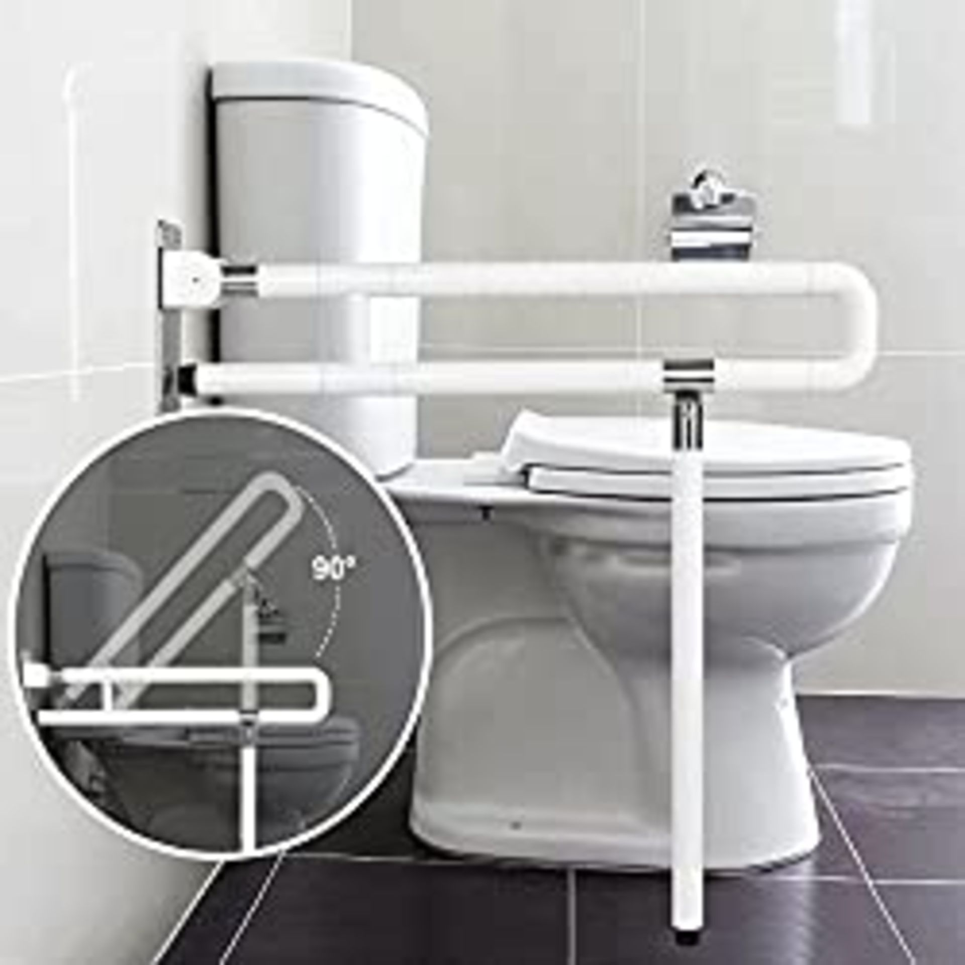 RRP £66.99 ybaymy Toilet Grab Bar Foldable Drop Down Toilet Rails