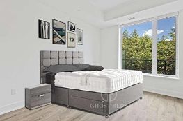 RRP £312.65 GHOST BEDS Luna Grey Suede Divan Bed Set