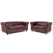 RRP £1003.89 Bravich Leather Chesterfield Sofa- Brown. Three Seater Sofa